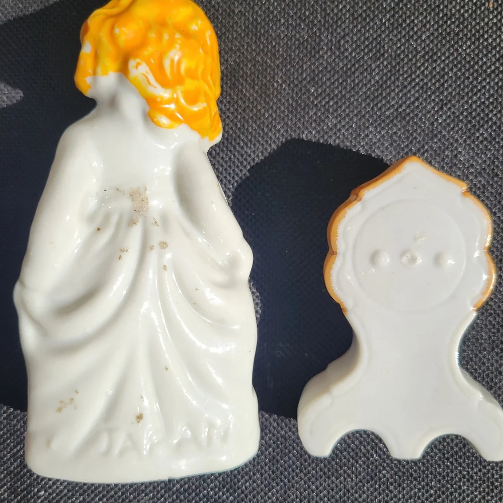 Vintage Girl & Clock Figurine Knick Knack Items ~ MCM ~ Japan ~ FINAL PRICE!!!